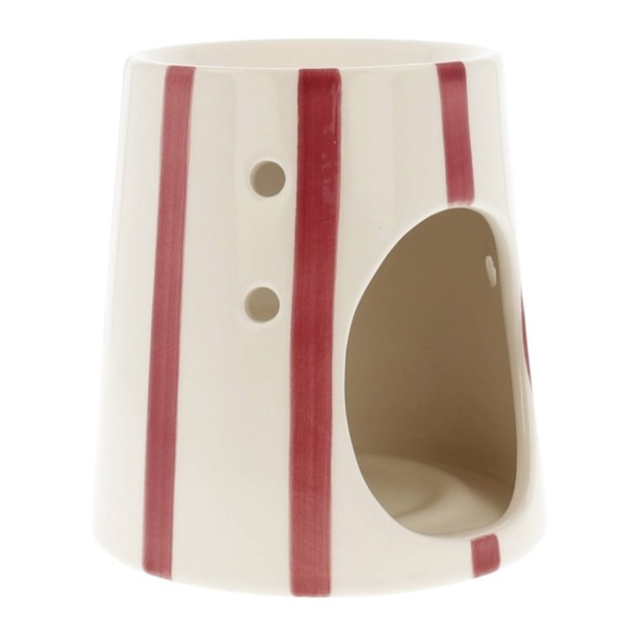 Un brûleur pour fondants parfumés Stripes rouge de la marque Scentchips, vue de côté