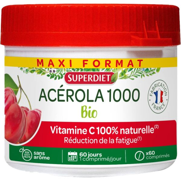 Acérola 1000 Bio - 60 Comprimés - Superdiet