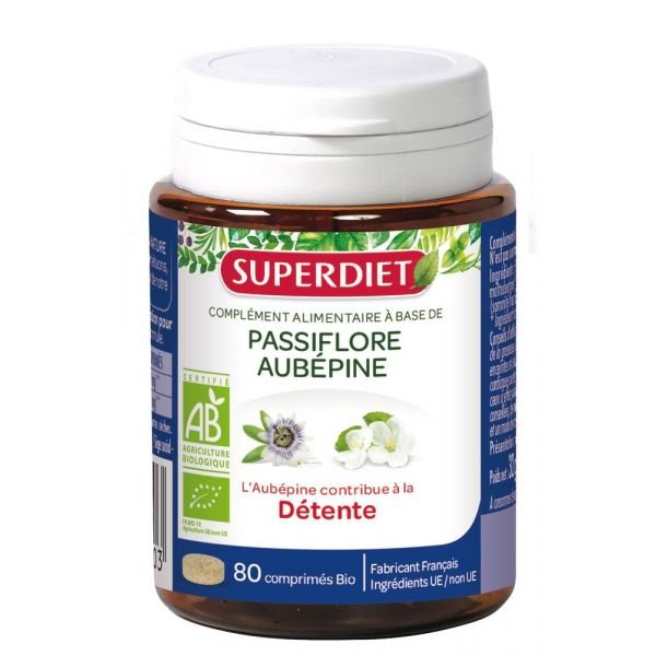 Aubépine / Passiflore Bio - 80 Comprimés - Superdiet