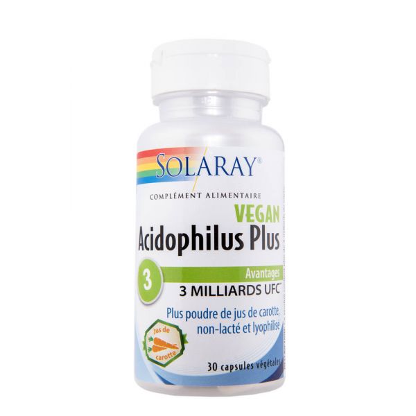 Acidophilus Plus Jus De Carotte (non Lacté) - 30 Capsules Végétales - SOLARAY