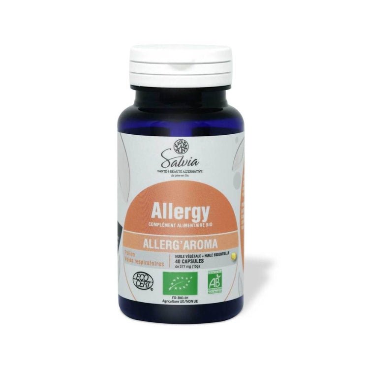 Une boite de 40 capsules d'Allerg'aroma Pollen et Voies Respiratoires de la marque Salvia