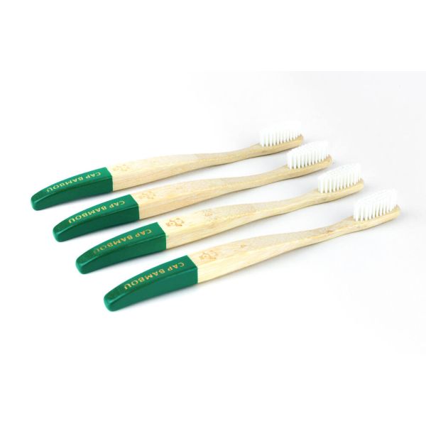 Brosse À Dents Adultes Medium Vert - Boîte De 4 - Cap Bambou