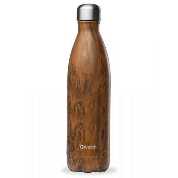 Qwetch - Bouteille Isotherme Brun, Collection Wood - 750 Ml - Qwetch