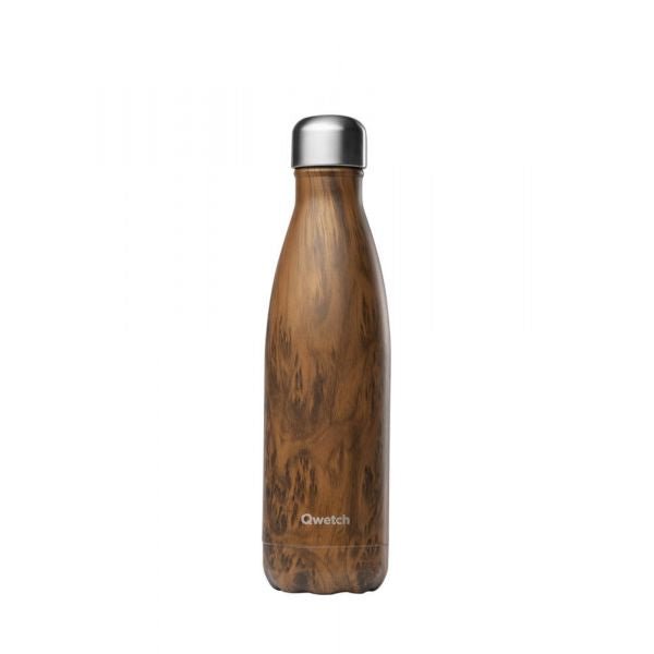 Qwetch - Bouteille Nomade Wood Brun Isotherme - 500 Ml - Qwetch