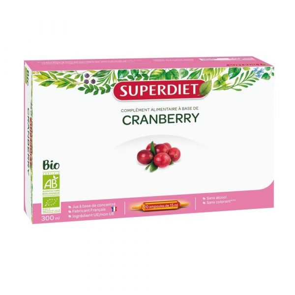 Cranberry (canneberge) Bio - Coffret 20 Ampoules De 15 Ml - Superdiet