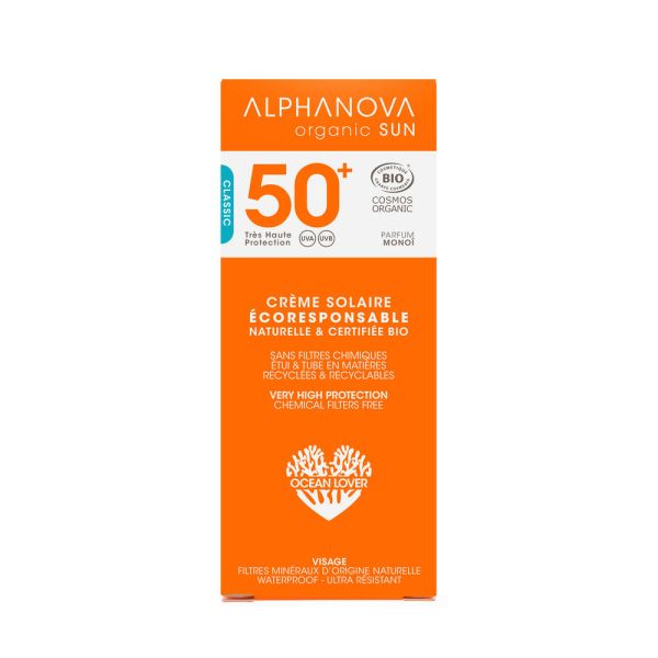 Crème Solaire Spf 50 + Bio - Tube 50 G - Alphanova