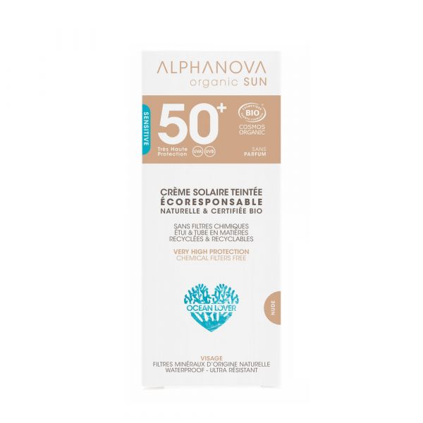 Crème Solaire Teintée Claire 50+ Bio - 50 G - Alphanova