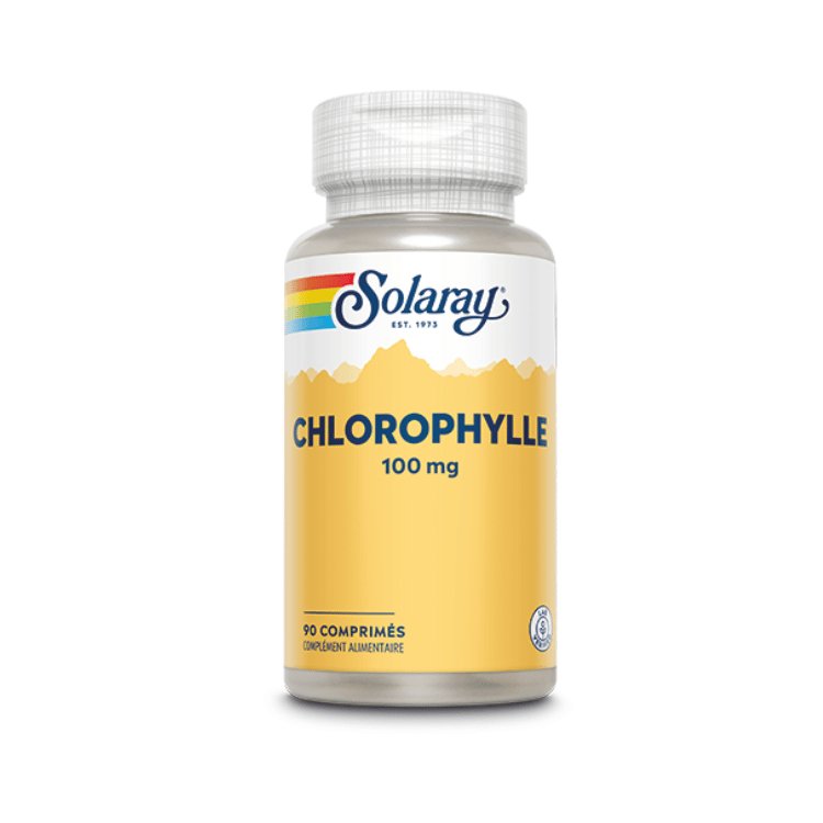 Boîte de 90 comprimés de chlorophylle de 100mg de la marque Solaray