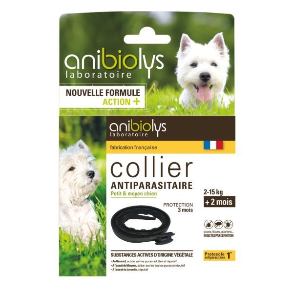 Collier Antiparasitaire Petit Et Moyen Chien - Anibiolys