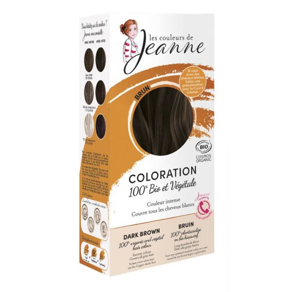 Coloration Châtain Brun 100% Végétale - 2 X 50 G - Les Couleurs de Jeanne