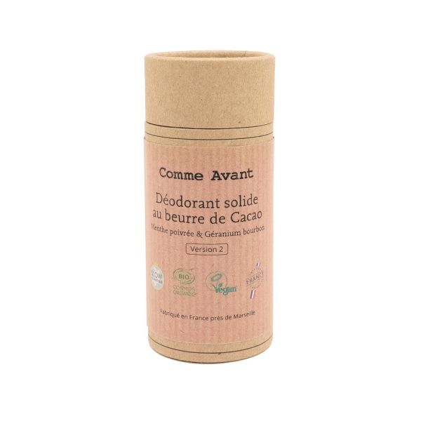 Déodorant Solide Au Beurre De Cacao Géranium Bio - Stick Kraft 50 G - Comme avant