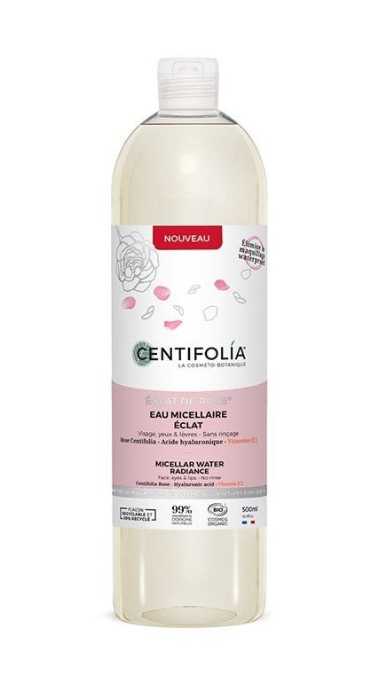 L'Eau micellaire Eclat de Rose Bio nettoie et rafraîchit sans dessécher la peau.