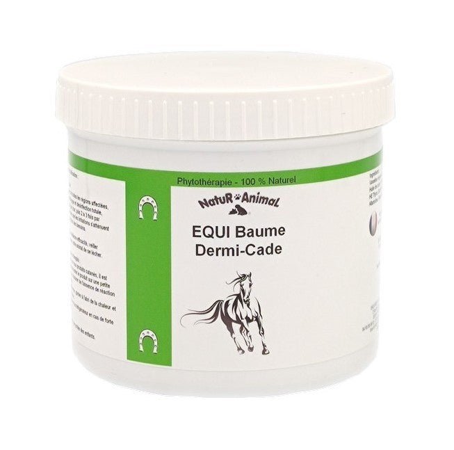 Un pot de 400 g d'Equi Baume Dermi-Cade ,Soin Apaisant & Réparateur pour Chevaux, de la marque Natur'Animal