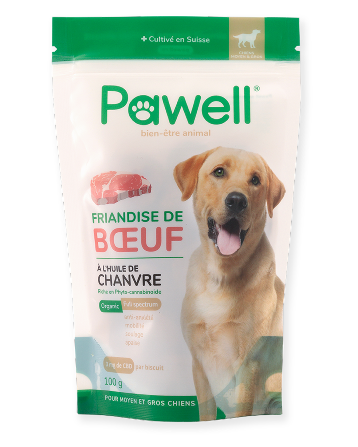 Friandises Chanvre Pour Moyens Et Gros Chien | Pur Boeuf - 100gr