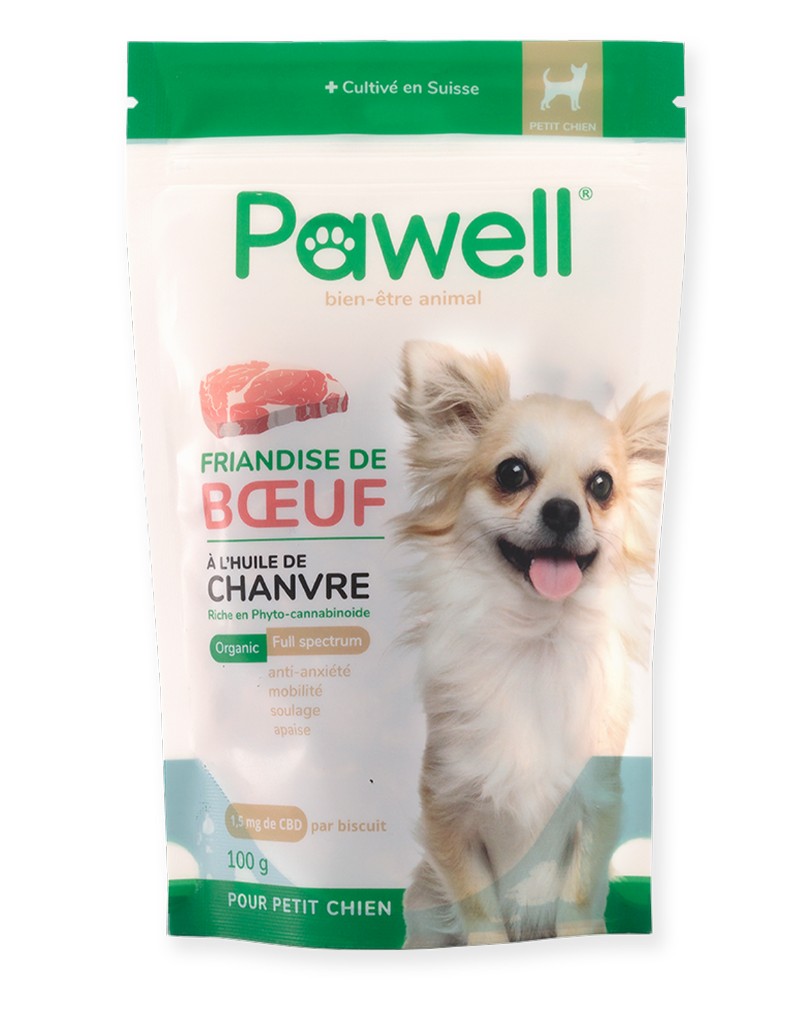 Friandises Chanvre Pour Petit Chien | Pur Boeuf - 100gr