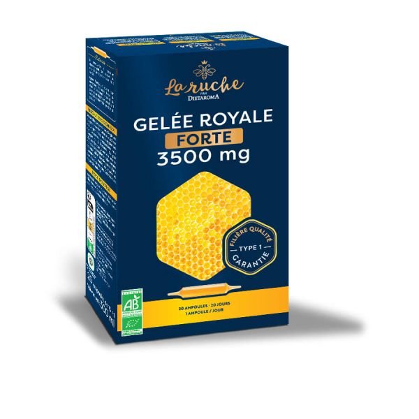 Gelée Royale Forte 3500 Mg Bio - 20 Ampoules De 15 Ml - Dietaroma