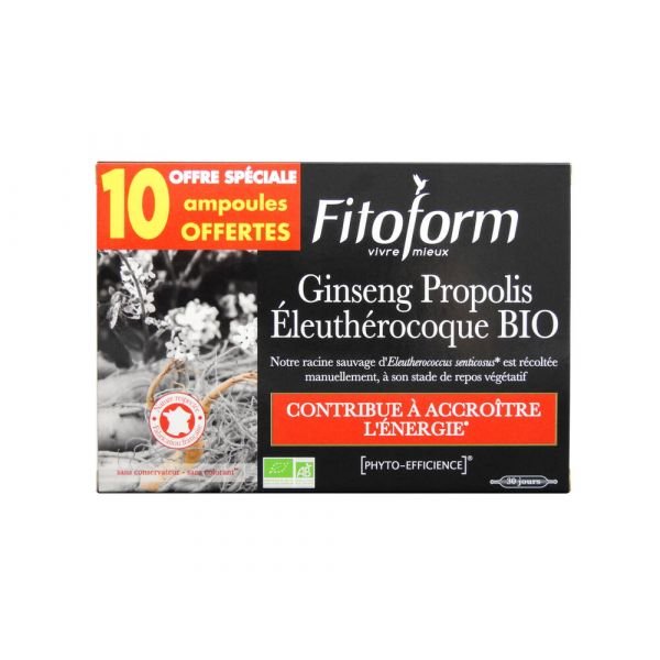 Ginseng Blanc Bio - 20 Ampoules De 10 Ml - Fitoform