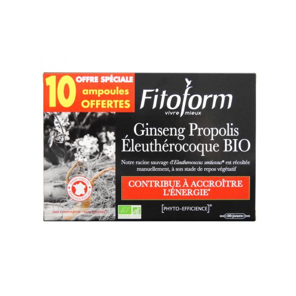 Ginseng Blanc Bio - 20 Ampoules De 10 Ml - Fitoform