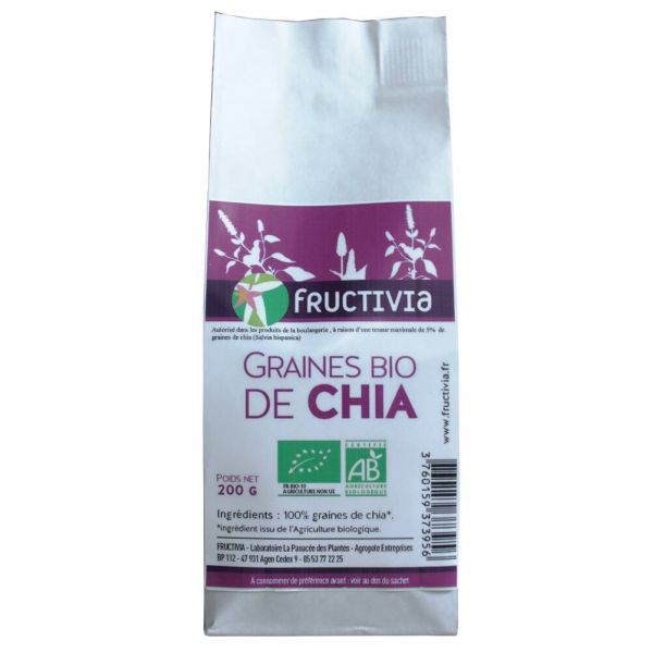 Graine De Chia Bio - Sachet 200 G - Fructivia