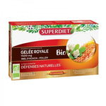 Une boite de 20 Ampoules de 15 ml de Gelée Royale Bio 1500 mg de la marque Superdiet, Excellent tonifiant et reconstituant de l'organisme