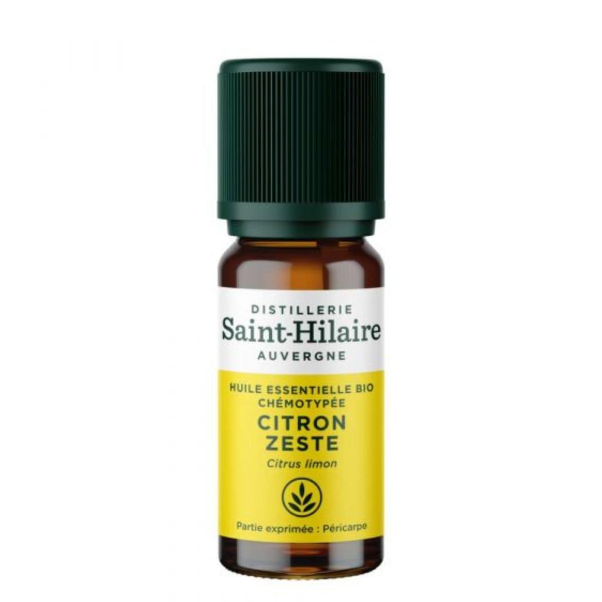 Un flacon de 10ml d'huile essentielle citron zeste de la distillerie Saint-Hilaire.