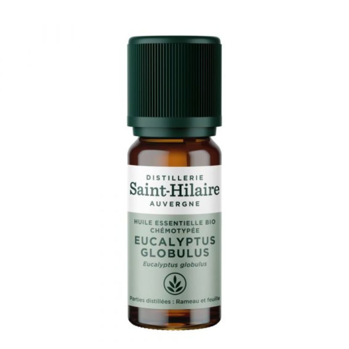 Un flacon de 10ml d'huile essentielle d'eucalyptus globulus de la distillerie Saint-Hilaire.