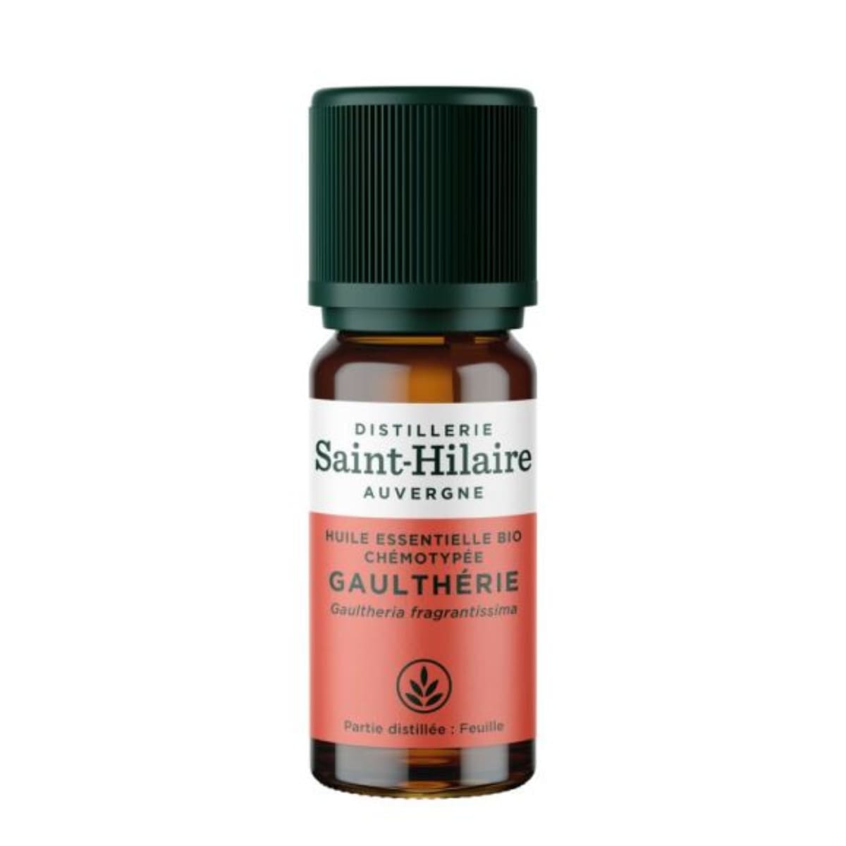 Un flacon de 10ml d'huile essentielle de Gaulthérie de la distillerie Saint-Hilaire.