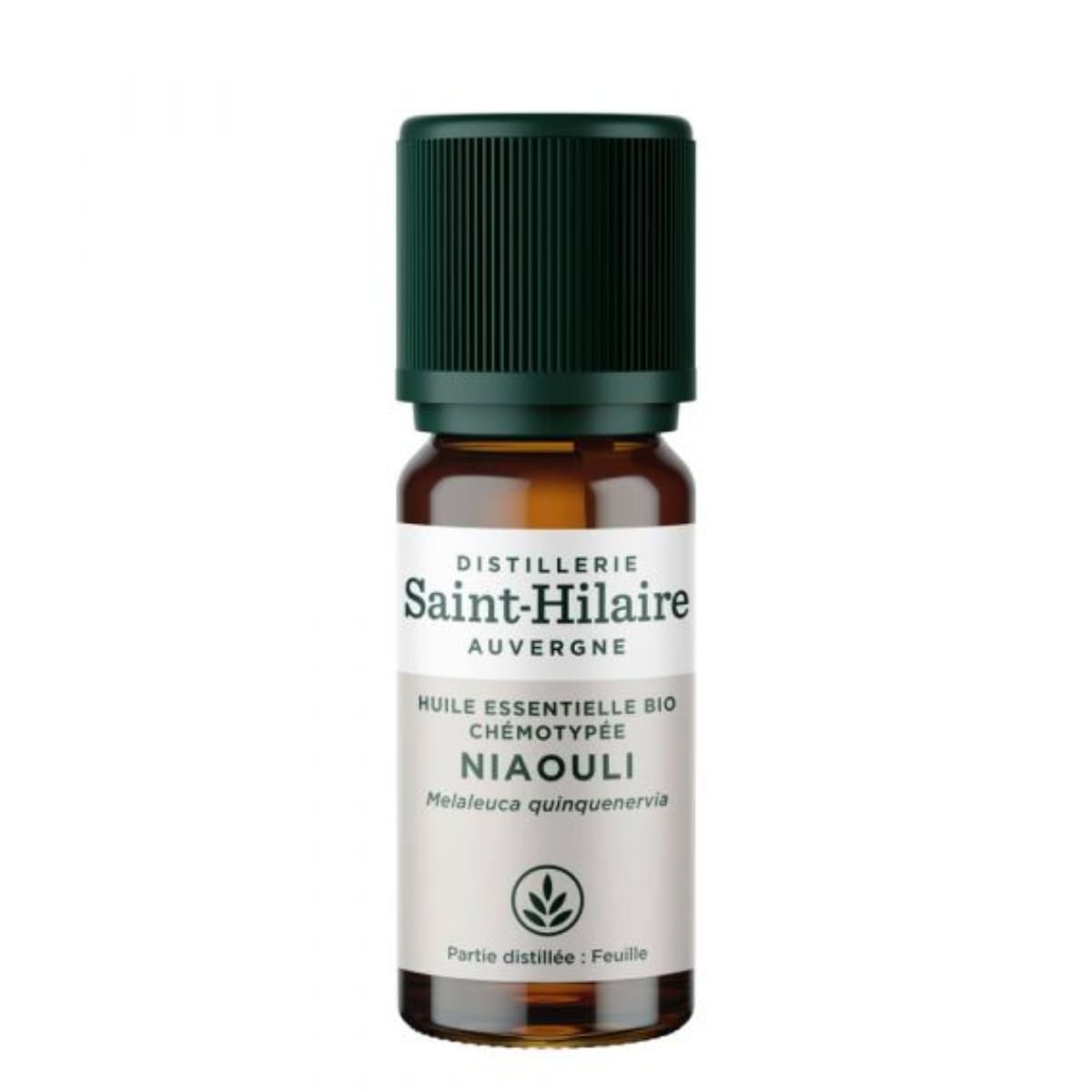 Un flacon de 10ml d'huile essentielle de niaouli de la distillerie Saint-Hilaire.