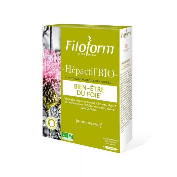 Hépactif, Fenouil, Curcuma, Boldo Et Chardon-marie Bio - 20 Ampoules - Fitoform