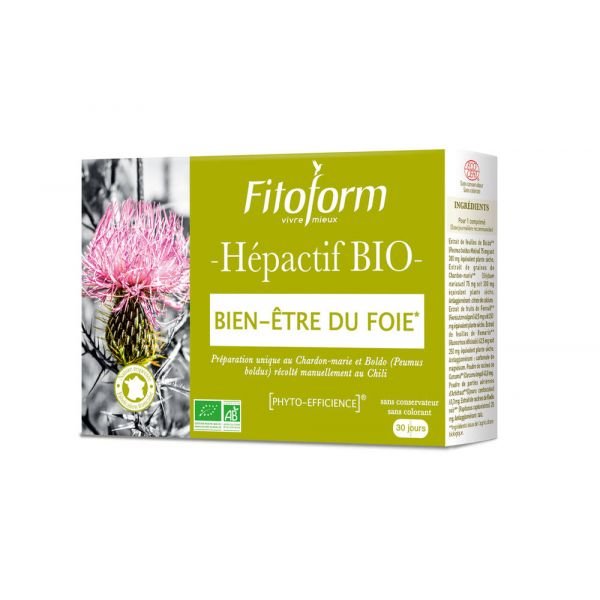 Hépactif, Fenouil, Curcuma, Boldo Et Chardon-marie Bio - 30 Comprimés - Fitoform