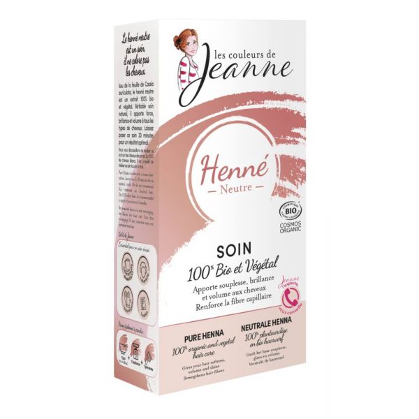 Henné Neutre Soin 100 % Bio Et Végétale - 2 X 50 G - Les Couleurs de Jeanne