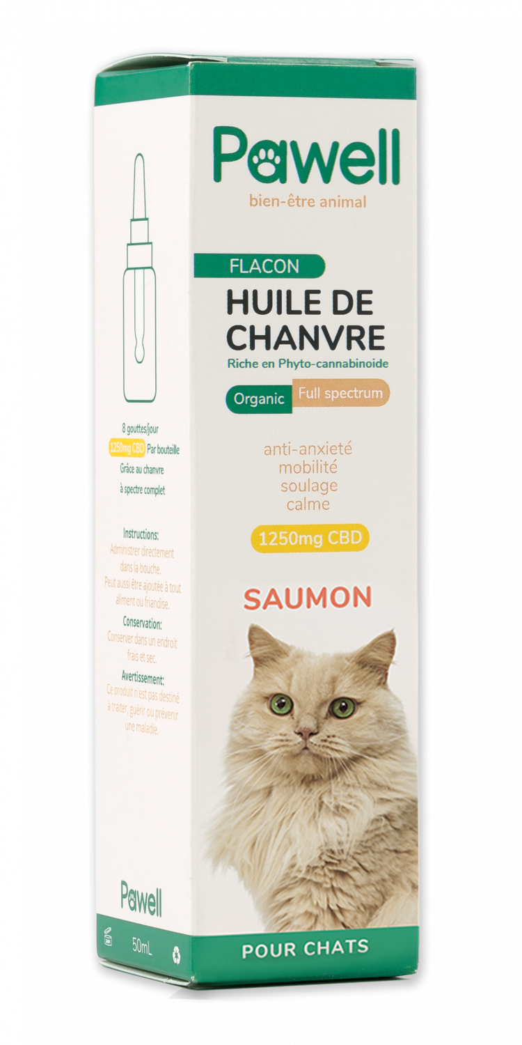 Huile Chanvre Pour Chat 2,5% Petit & Grand Chat, Goût Saumon - 10ml