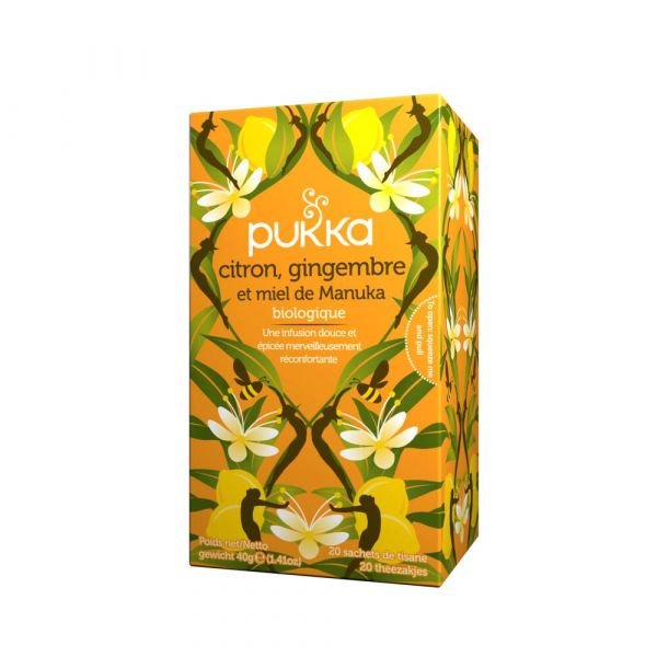 Infusion Citron Gingembre & Miel De Manuka Bio - Boîte De 20 Sachets - Pukka