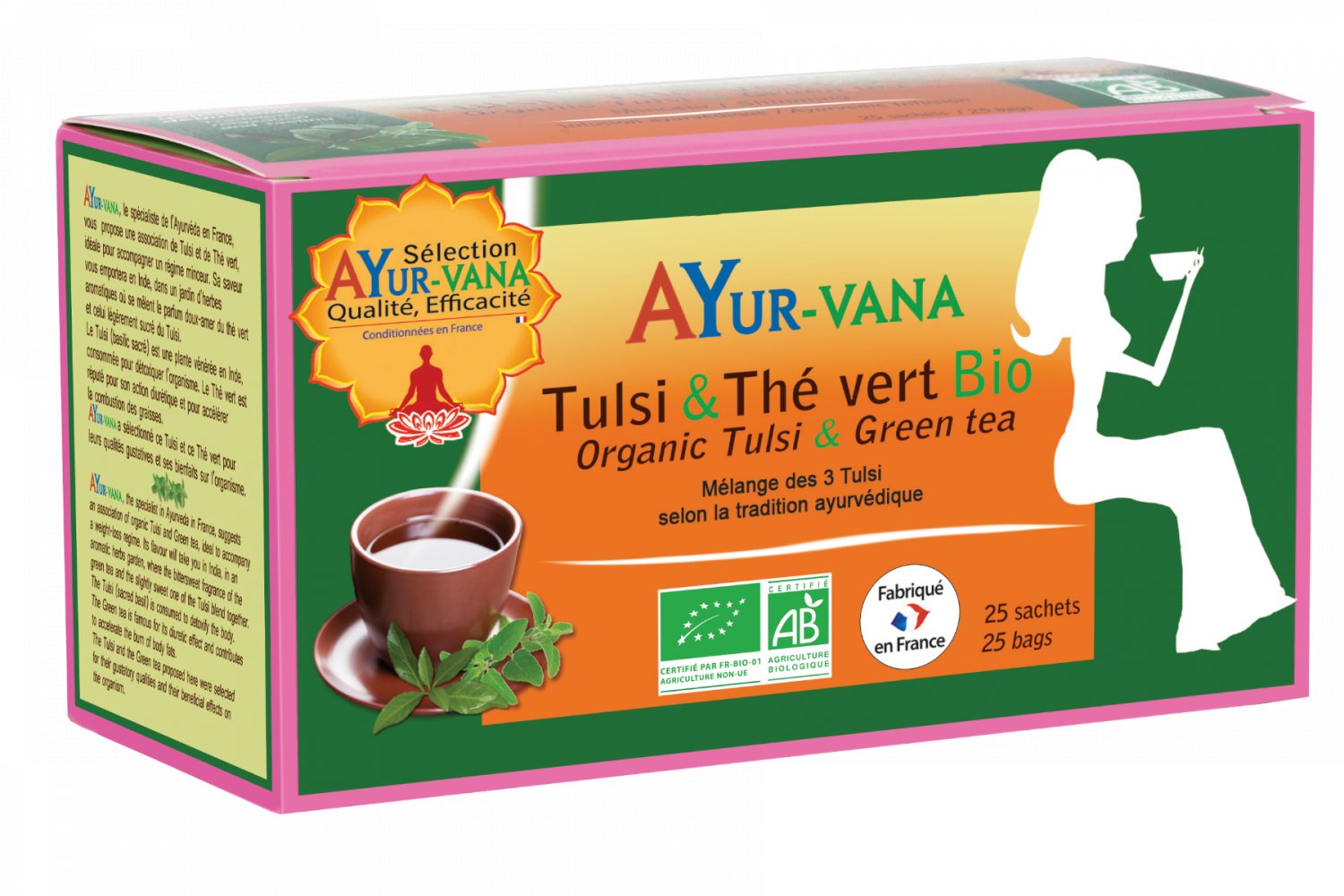 Infusion Tulsi & Thé Vert Bio - Boîte De 25 Infusettes - AyurVana