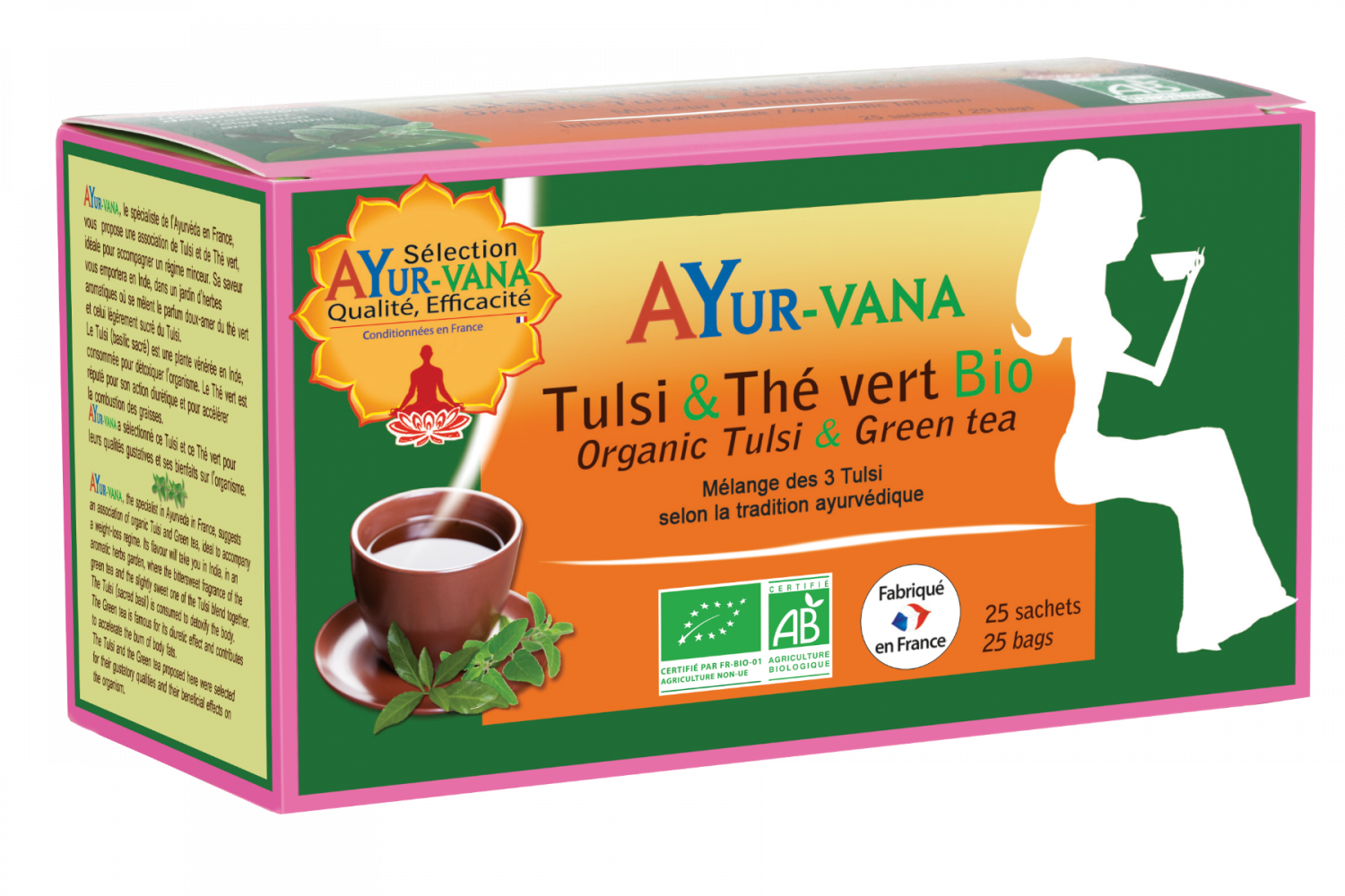 Infusion Tulsi & Thé Vert Bio - Boîte De 25 Infusettes - AyurVana