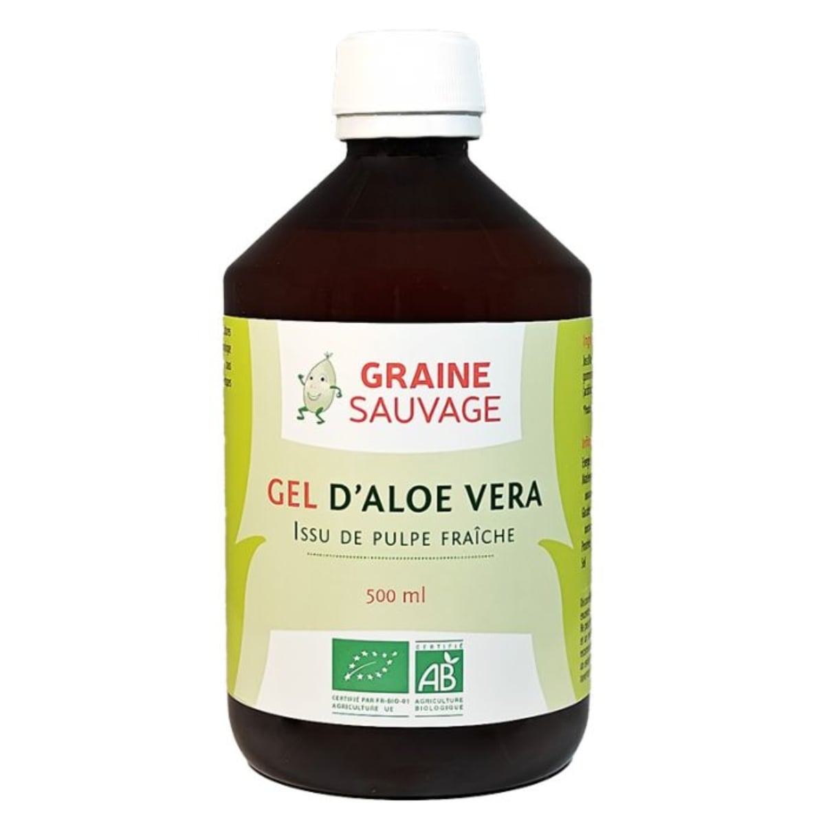 Gel d'Aloe Vera Bio en format 500 ml de la marque Graine Sauvage.