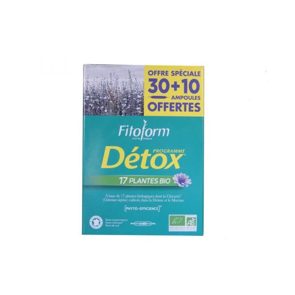 Lot Détox 17 Plantes Bio - 2 X 20 Ampoules De 10 Ml - Fitoform