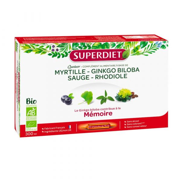 Myrtille Bio - Coffret 20 Ampoules De 15 Ml - Superdiet