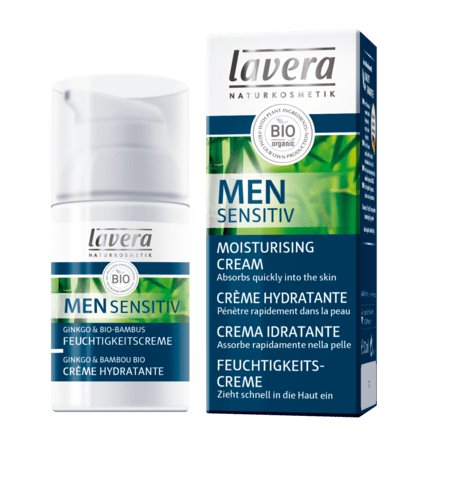 Un crème hydratante bio men sensitiv de 30 ml de la marque Lavera