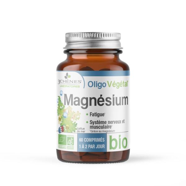 Oligovegetal Magnésium Bio - Pillulier 60 Comprimés - 3 chenes