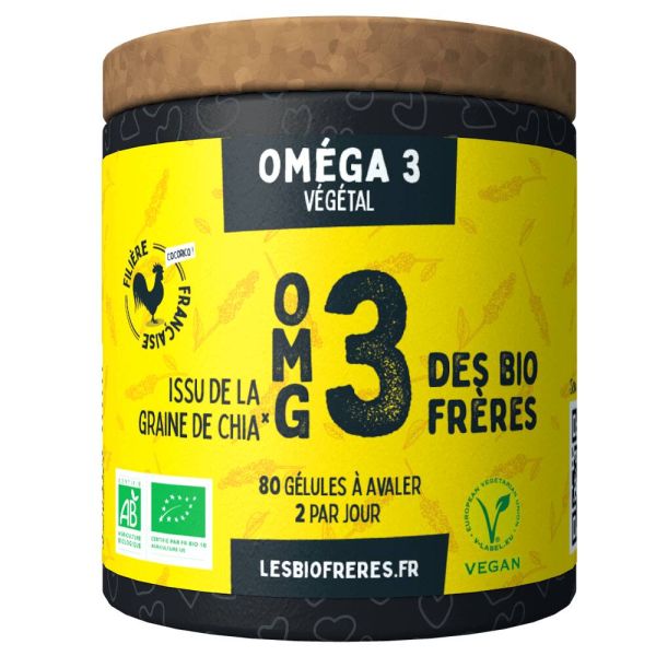 Oméga 3 Bio - 80 Gélules Végétales À Avaler - Les Bio Freres