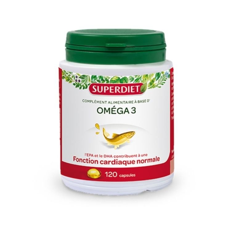 Une boite de 120 capsules d'Oméga 3  en Huile de poissons sauvages de la marque Superdiet