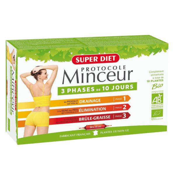 Protocole Minceur Bio N°1 Cure 15 Jours - 3 X 10 Ampoules - Superdiet