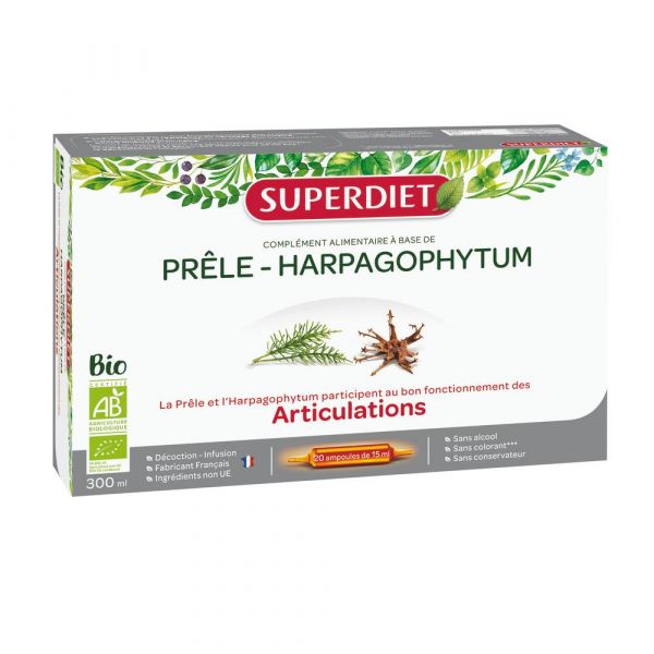 Prêle /harpagophytum Bio - Coffret 20 Ampoules De 15 Ml - Superdiet