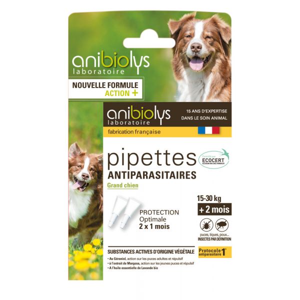 Pipettes Antiparasitaires Grand Chien Ecocert - 2 Pipettes - Anibiolys