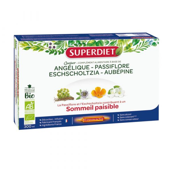 Quatuor Sommeil Paisible Bio 20 Ampoules - Superdiet