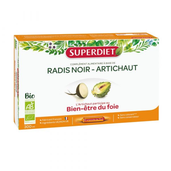 Radis Noir / Artichaut Bio - Coffret 20 Ampoules De 15 Ml - Superdiet