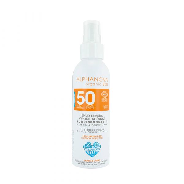 Spray Solaire Familial Hypoallergénique Spf50 Bio - 150 G - Alphanova