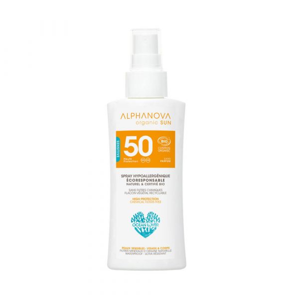 Spray Voyage Spf 50 Hypoallergénique Sans Parfum Bio - Tube 90 G - Alphanova