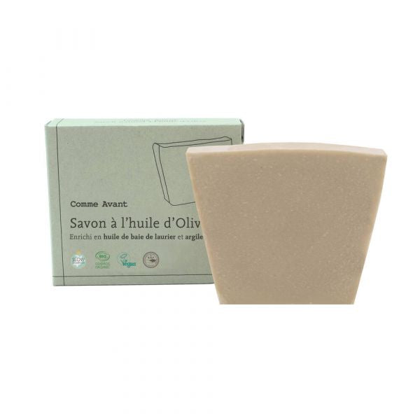 Savon À L'huile D'olive Enrichi Huile Baie De Laurier Argile Verte Bio - Boite Kraft 100 G - Comme avant